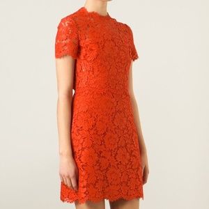 Valentino coral lace sheath dress